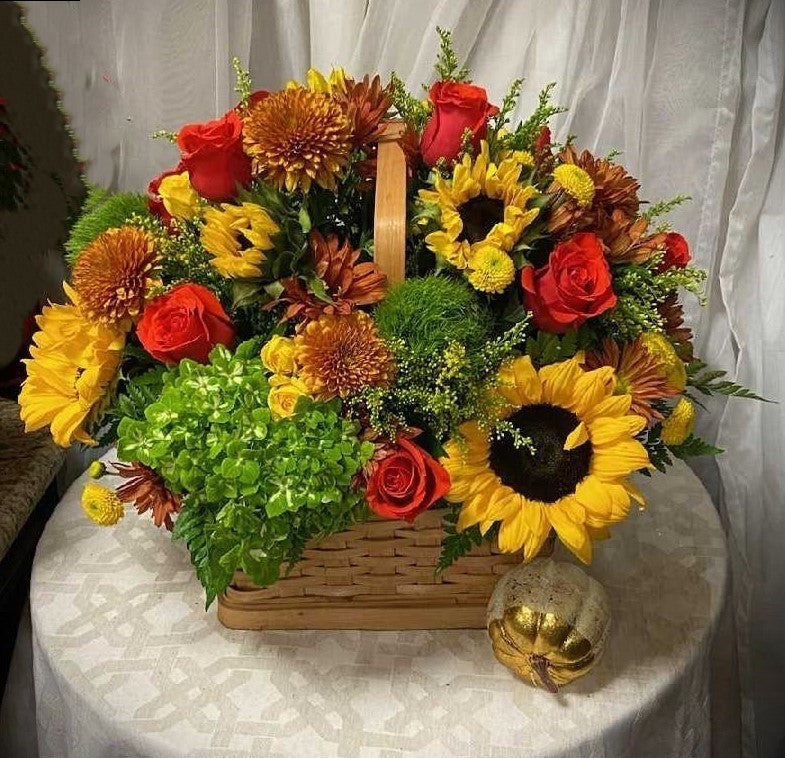 Autumn Sunflower Delight Basket – AZAR FLRST INC/NEWPORT BEACH FLRST & GDN, Irvine CA