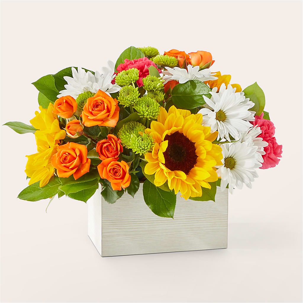 Sun-drenched Blooms Box Bouquet – AZAR FLRST INC/NEWPORT BEACH FLRST & GDN, Irvine CA