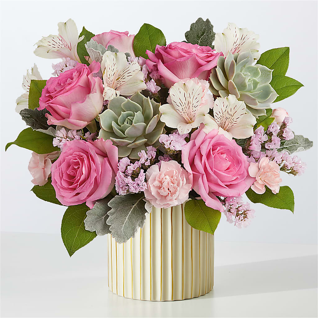 Dusty Rose Bouquet with Ivory Vase – AZAR FLRST INC/NEWPORT BEACH FLRST & GDN, Irvine CA