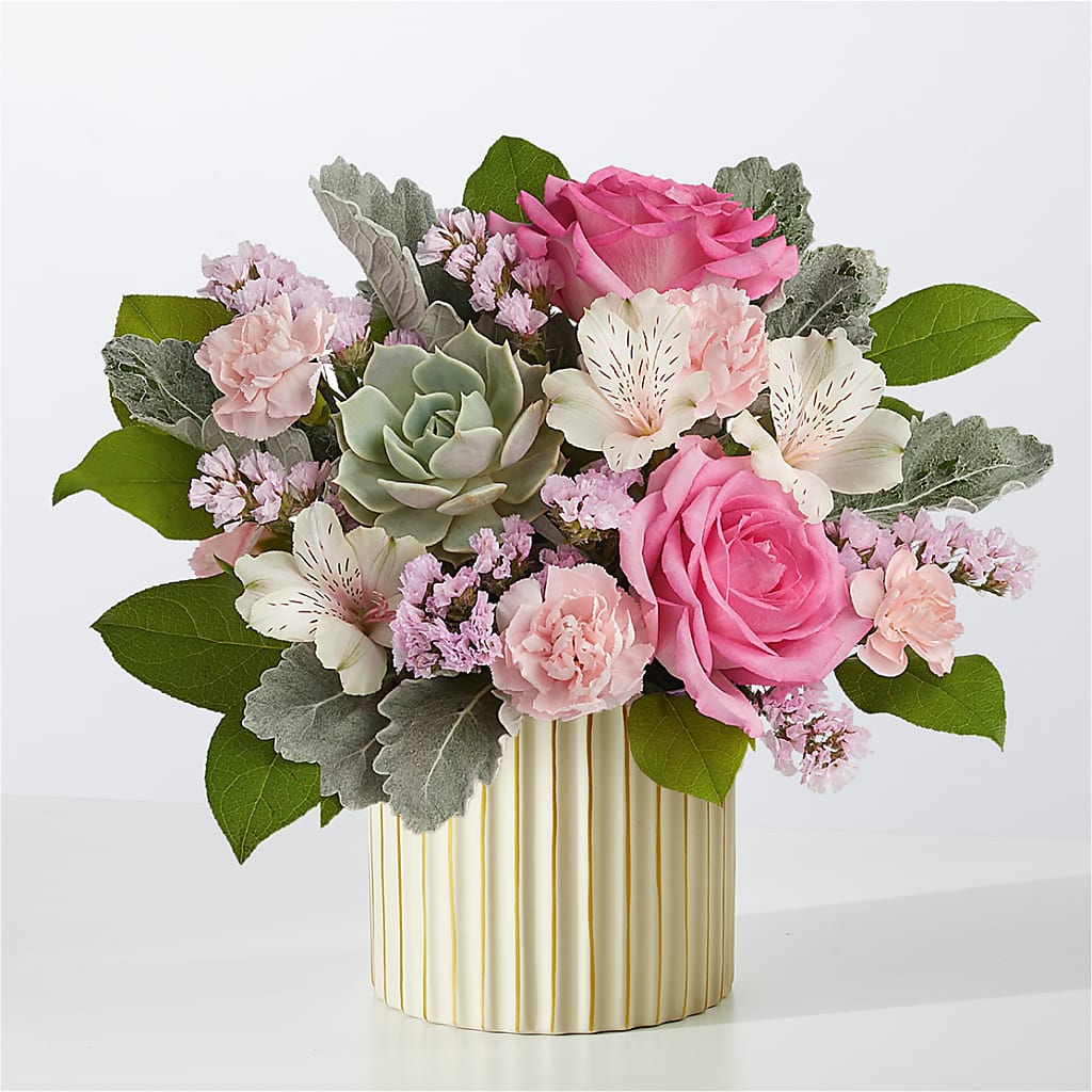 Dusty Rose Bouquet with Ivory Vase – AZAR FLRST INC/NEWPORT BEACH FLRST & GDN, Irvine CA