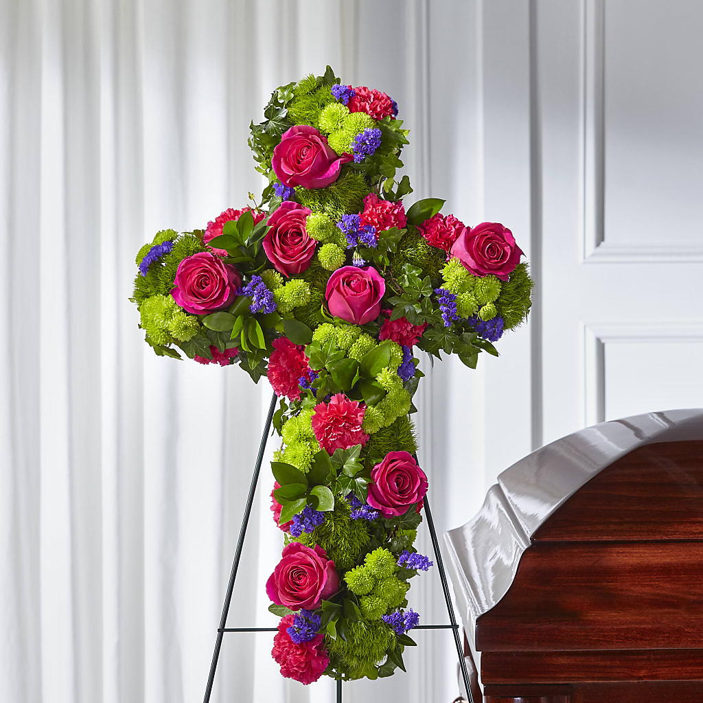 Tribute Rose Floral Cross – AZAR FLRST INC/NEWPORT BEACH FLRST & GDN, Irvine CA