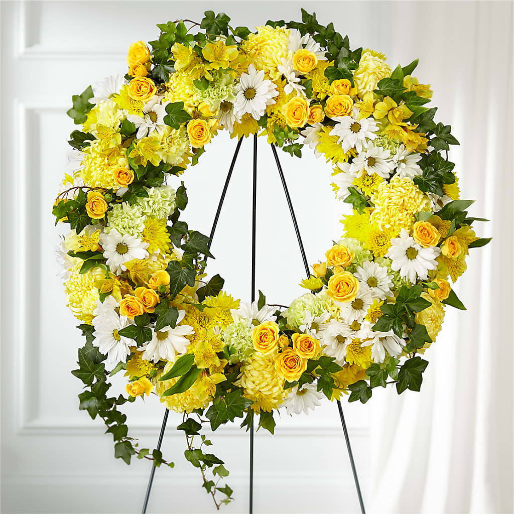 Golden Remembrance Wreath – AZAR FLRST INC/NEWPORT BEACH FLRST & GDN, Irvine CA