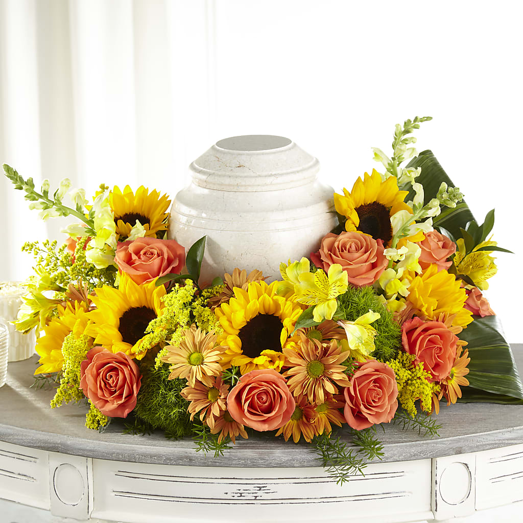 Faithful Sunflower Cremation Adornment – AZAR FLRST INC/NEWPORT BEACH FLRST & GDN, Irvine CA