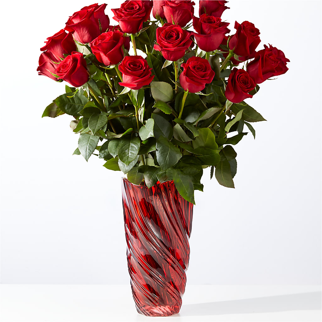 Classic Love Red Rose Bouquet with Luxe Swirl Vase – AZAR FLRST INC/NEWPORT BEACH FLRST & GDN, Irvine CA