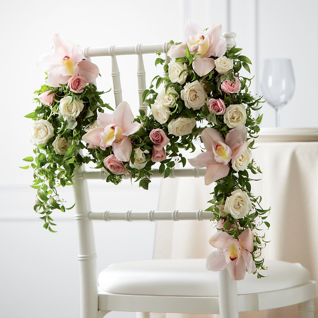 Orchid Rose Chair Décor – AZAR FLRST INC/NEWPORT BEACH FLRST & GDN, Irvine CA