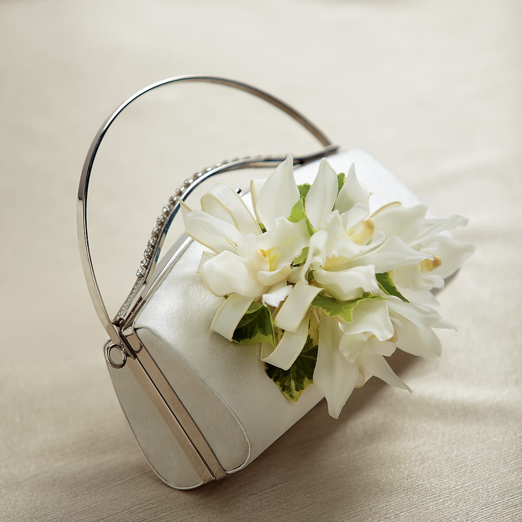 White Purse Decor – AZAR FLRST INC/NEWPORT BEACH FLRST & GDN, Irvine CA