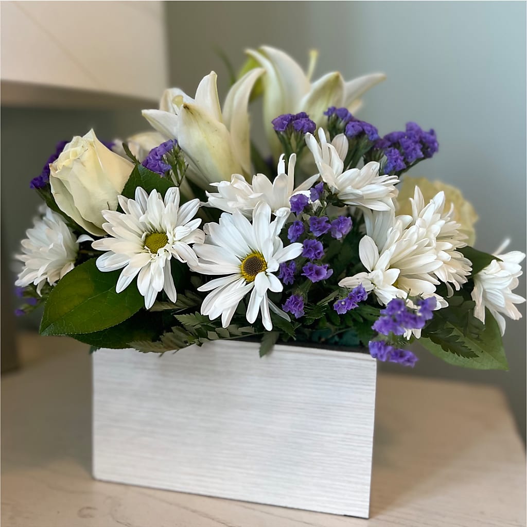 Beyond Blue Box Bouquet – AZAR FLRST INC/NEWPORT BEACH FLRST & GDN, Irvine CA