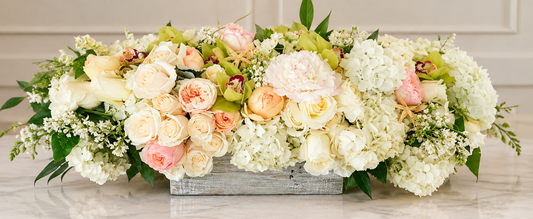 The Luxury long and low floral Centerpiece – AZAR FLRST INC/NEWPORT BEACH FLRST & GDN, Irvine CA