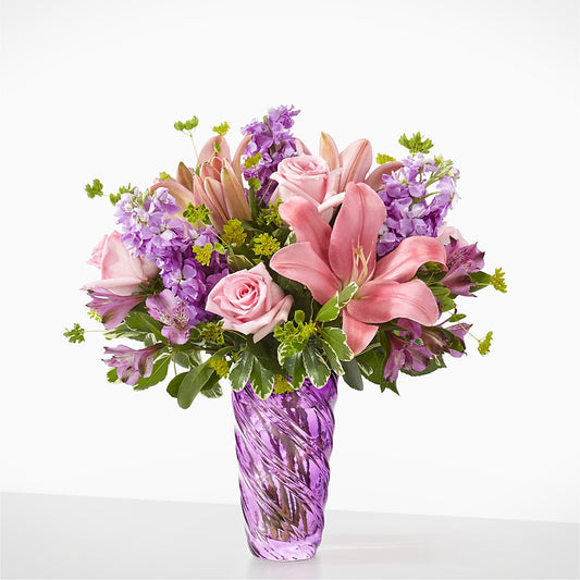 Precious Petals Bouquet with Luxe Swirl Vase