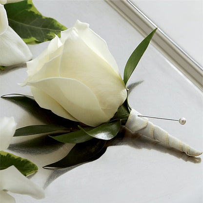 White Rose Boutonniere – AZAR FLRST INC/NEWPORT BEACH FLRST & GDN, Irvine CA